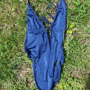 american apparel monokini shiny navy blue small